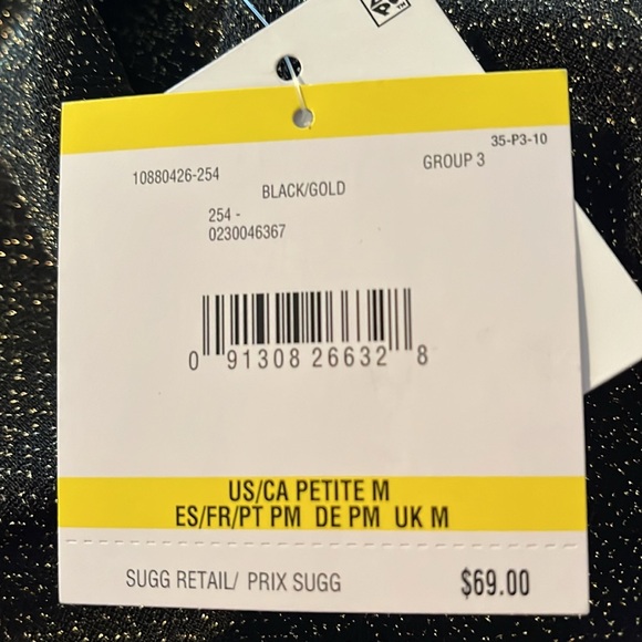 NWT Kasper Metallic Shimmer Black & Gold Petite Twist Neck Knit Top Size Med PM - Picture 13 of 15